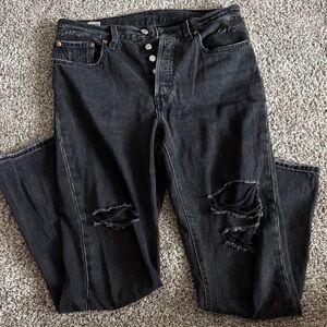 Levi’s Black Distressed Button-Fly Jeans